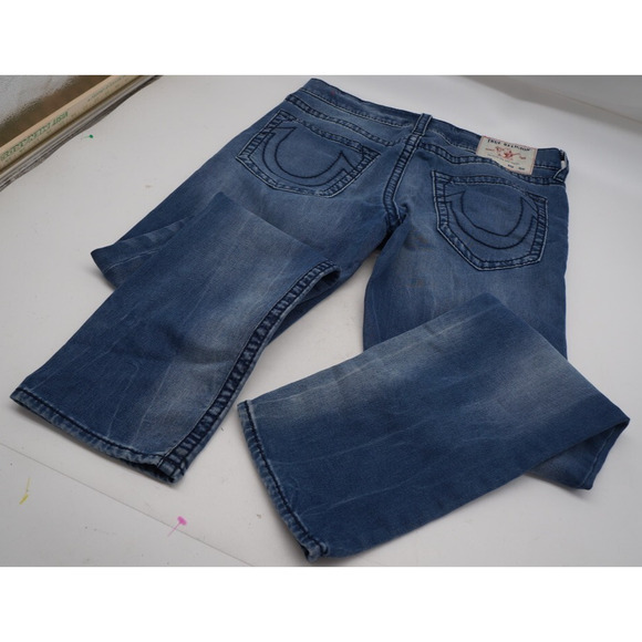 True Religion Jeans Mens 34x33 Geno Relaxed Slim Fit Dark Wash Stretch Denim - Picture 5 of 11